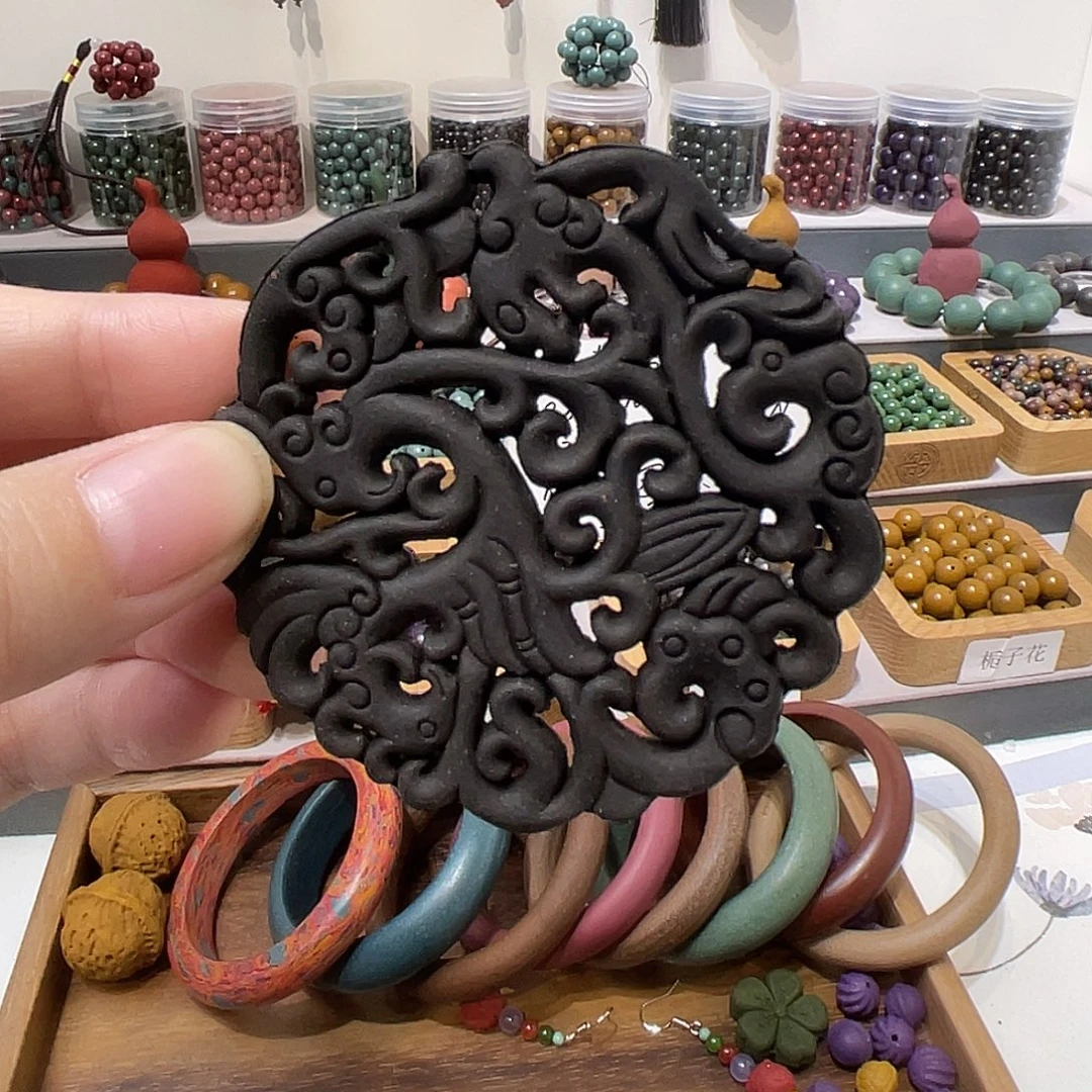 泥塑收藏大四合镂空背云牌牌