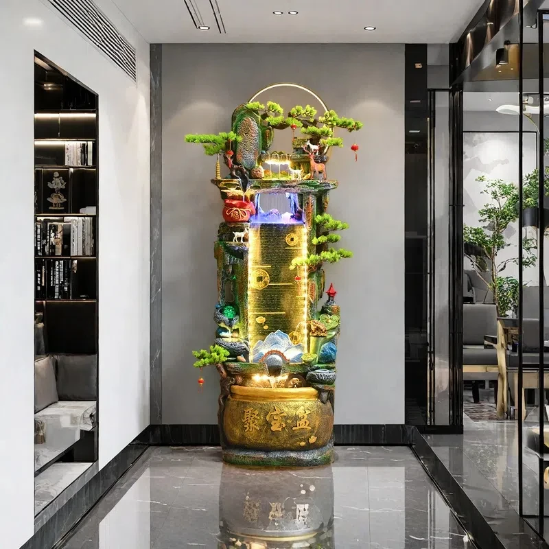 招财假山流水生财循环水喷泉室内客厅电视柜旁流水摆件循环水