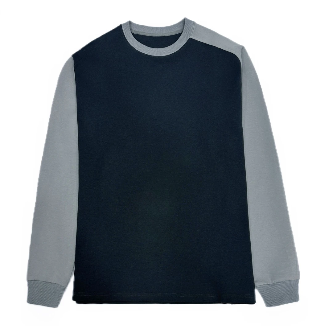 拼接撞色百搭男士圆领长袖T恤