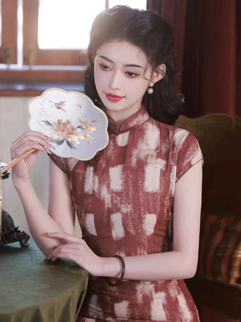 旧时光系列-复古民国风细麻优雅气质长款半开襟旗袍卡码拍大