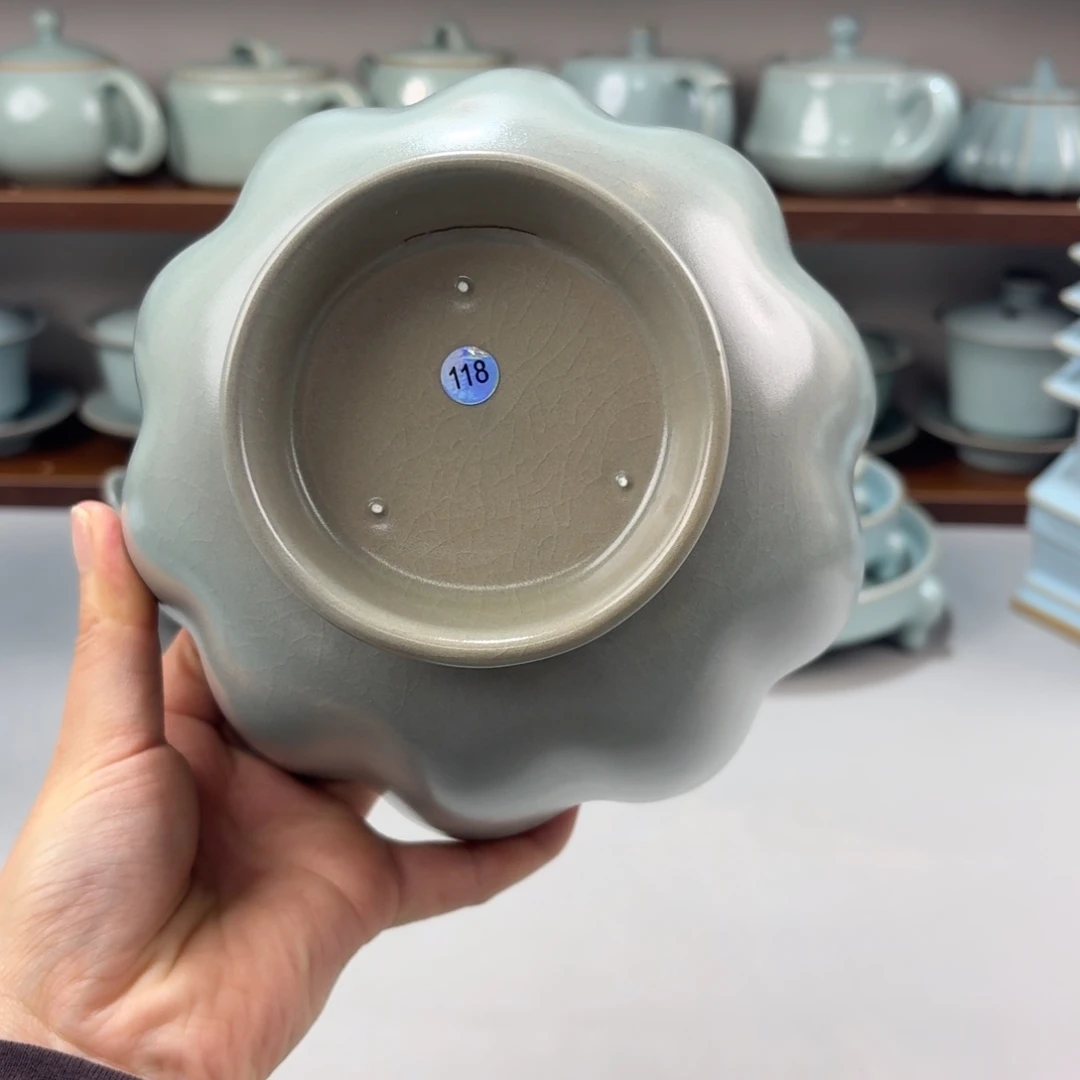 瓷摆件大瑕汝窑仿古釉大号莲花碗编号118不退不换