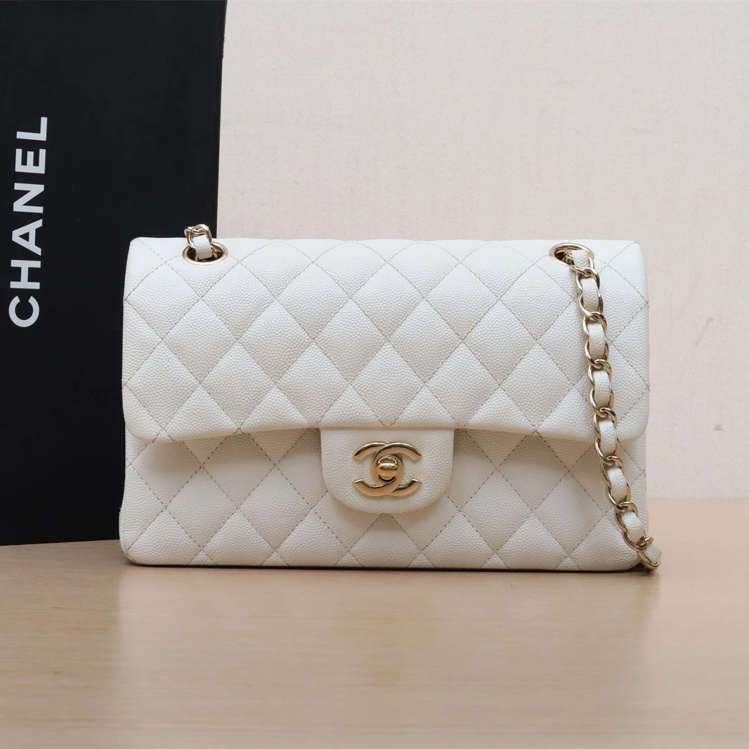 95新 Chanel/香奈儿 小花Jerry活动CF 口盖包 小号 白色 芯片开