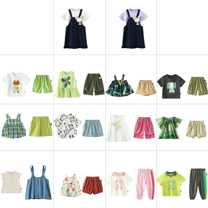 【合集-套装】Amila2025啊咪啦夏季女童格纹背心短裤套装两件套