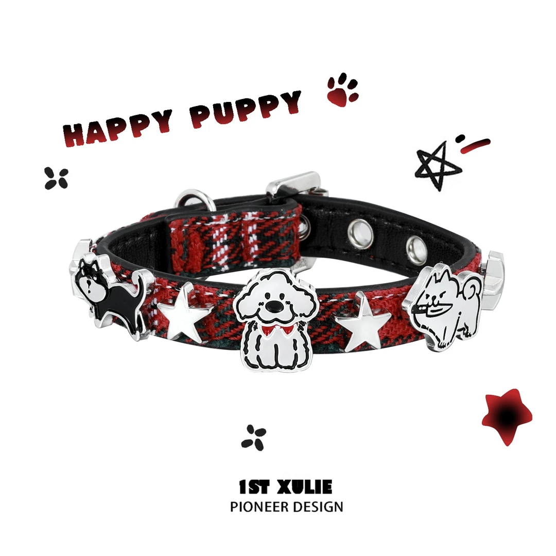 1ST XULIE 合金手链 快乐小狗手链原创小众高级甜酷编织手环手镯