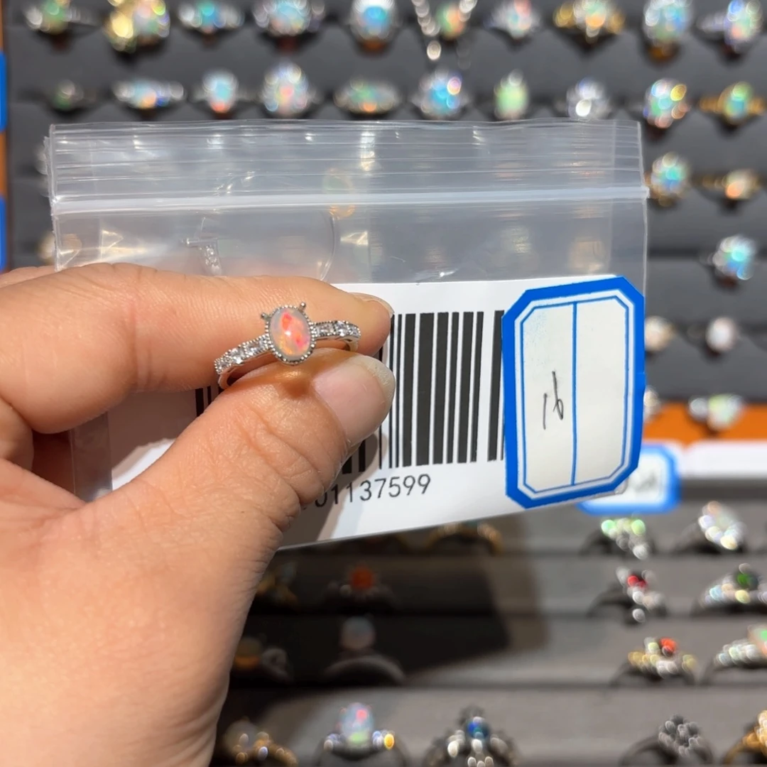 欧泊戒指银S925镶嵌贪****间戒指