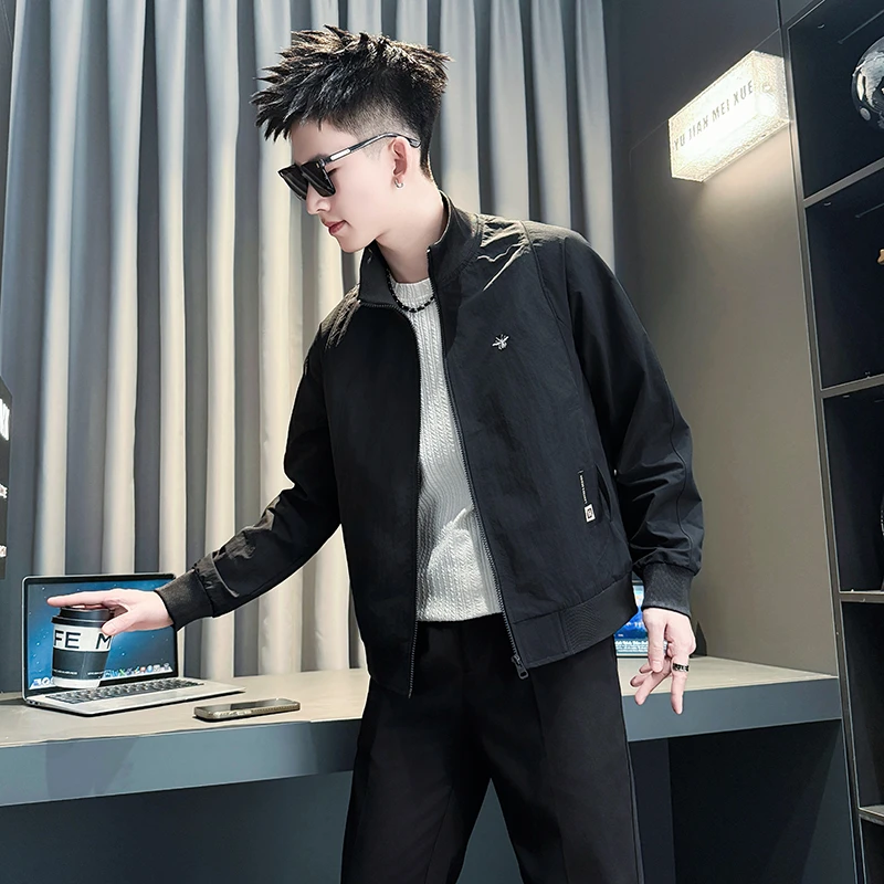 男士立领潮流帅气夹克2025新款春秋季男装高级感上衣男款休闲外套