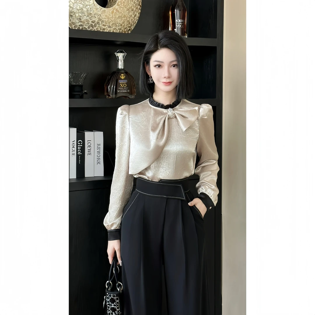 2025早春新款气质衬衫干练设计感洋气女上衣优雅女装长袖时尚上衣