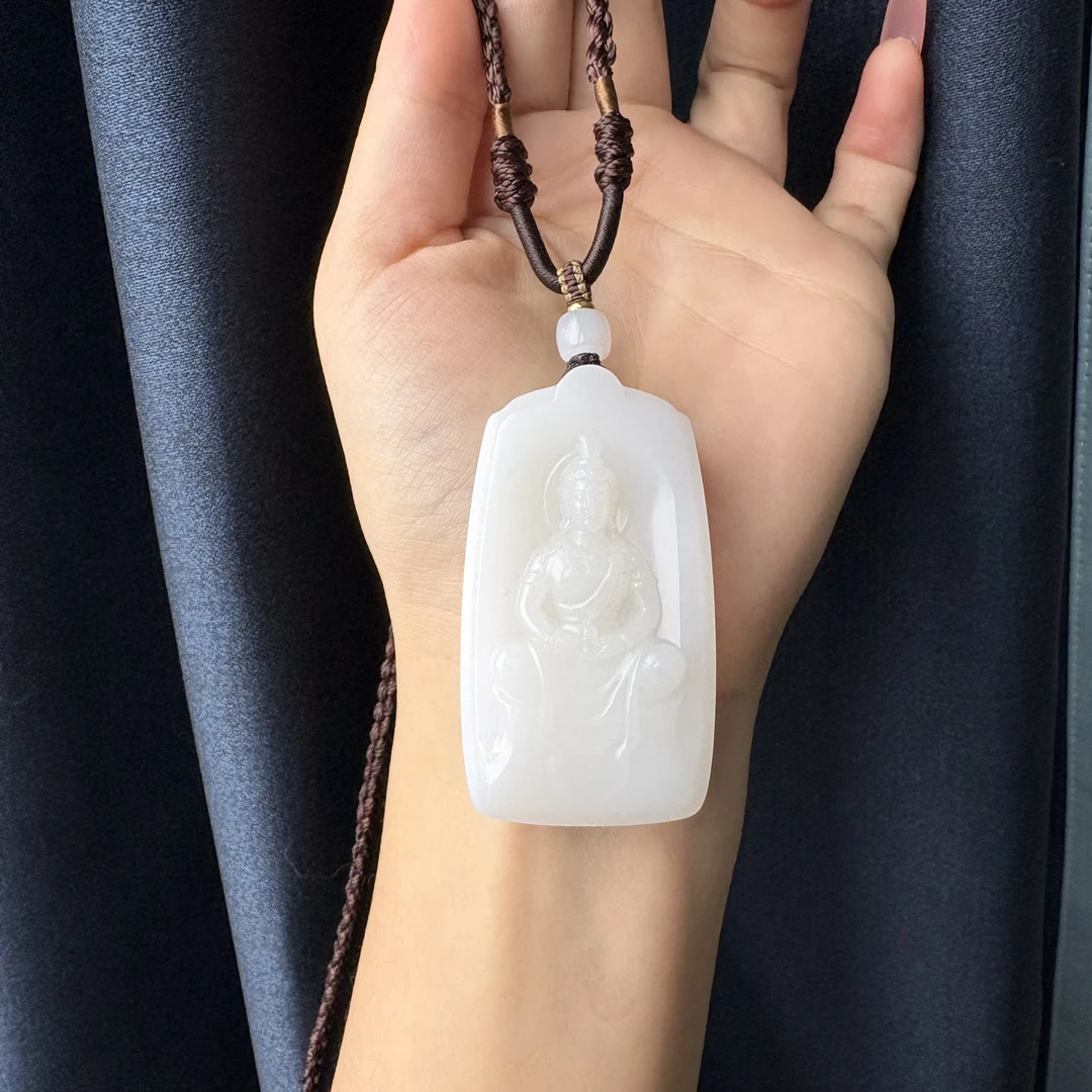 高品质收藏级和田玉净瓶观音 观音牌 羊脂白油润熟糯  保真和田玉