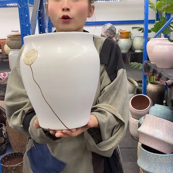 19×26 -粗陶花盆有孔-买买买