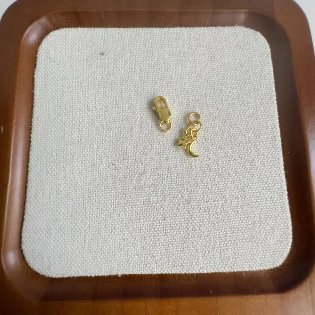 足金999 弹簧扣头星星月亮滴流