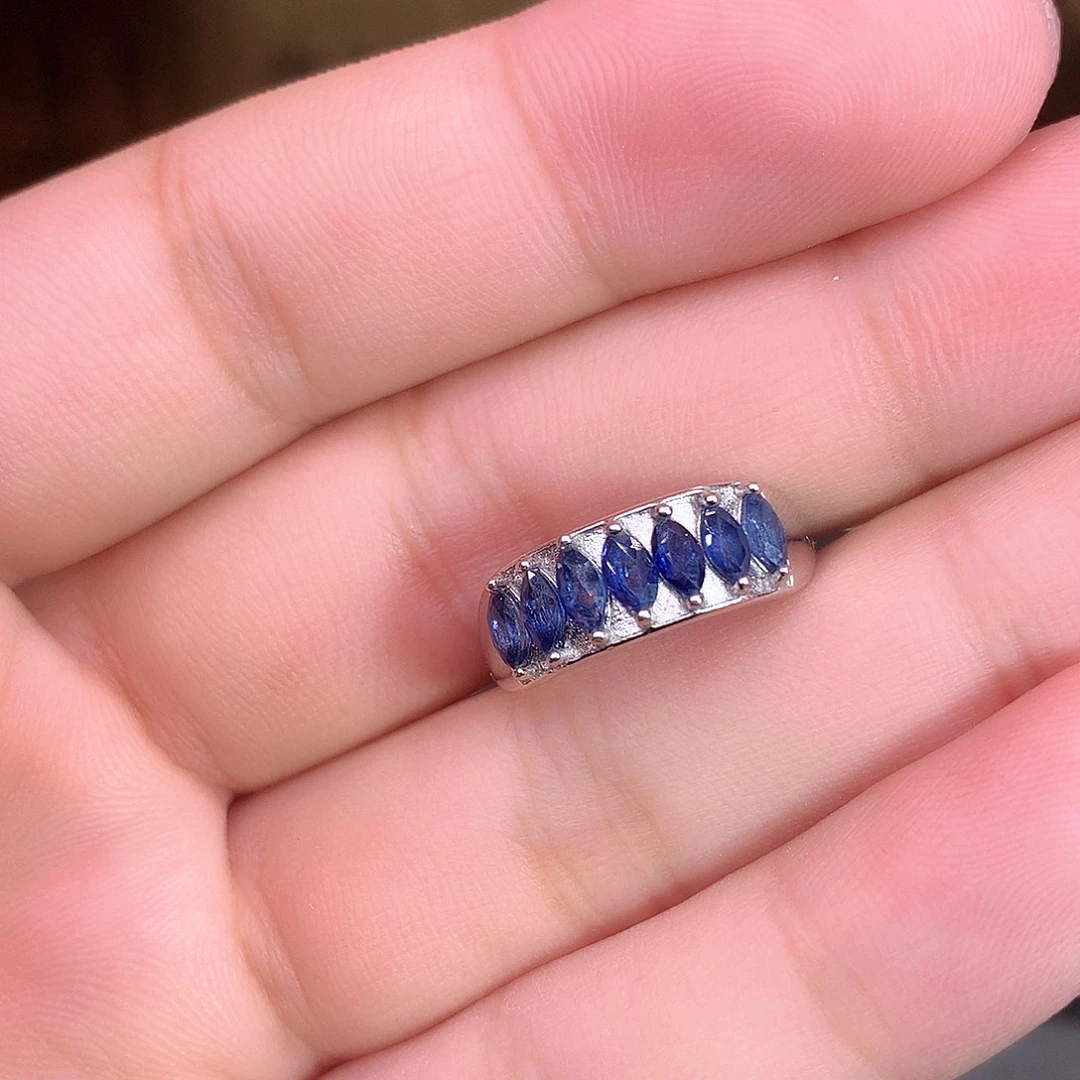 蓝宝石戒指银S925镶嵌