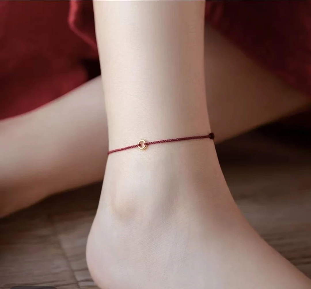 【新年推荐】新款简约新潮红绳手链脚链素圈寓意男女可带百搭可调节
