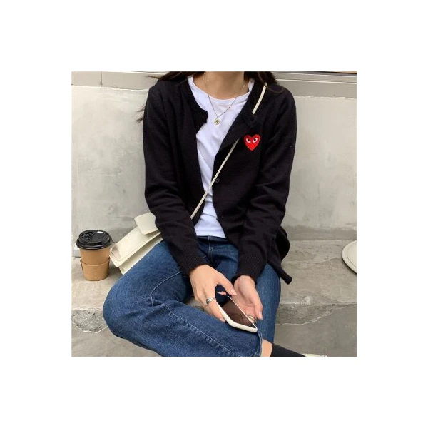 春秋新款韩版桃心针织开衫女长袖短款修身打底毛衣小外套上衣