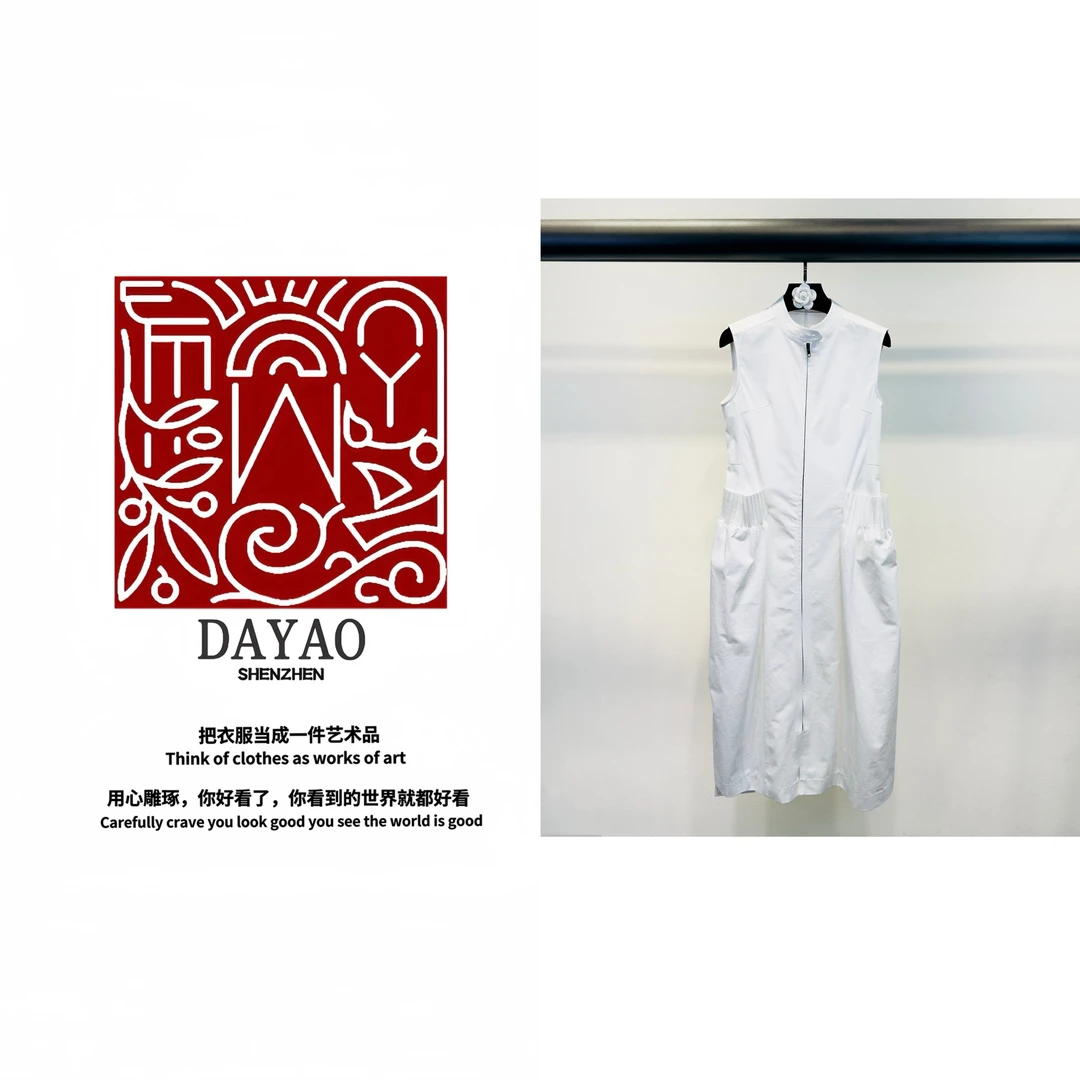 「DAYAO」25s老钱风松弛感女装无袖收腰松紧连衣裙纯色WYS25285