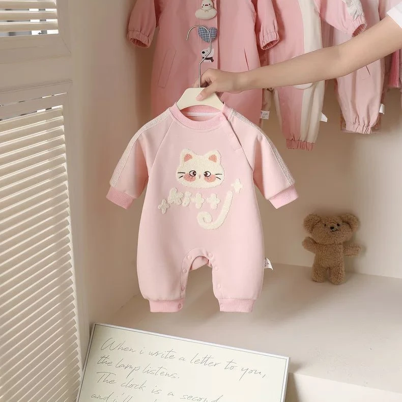 【kitty猫】婴儿衣服纯棉连体春秋单层洋气超萌幼儿外出服超萌炸街