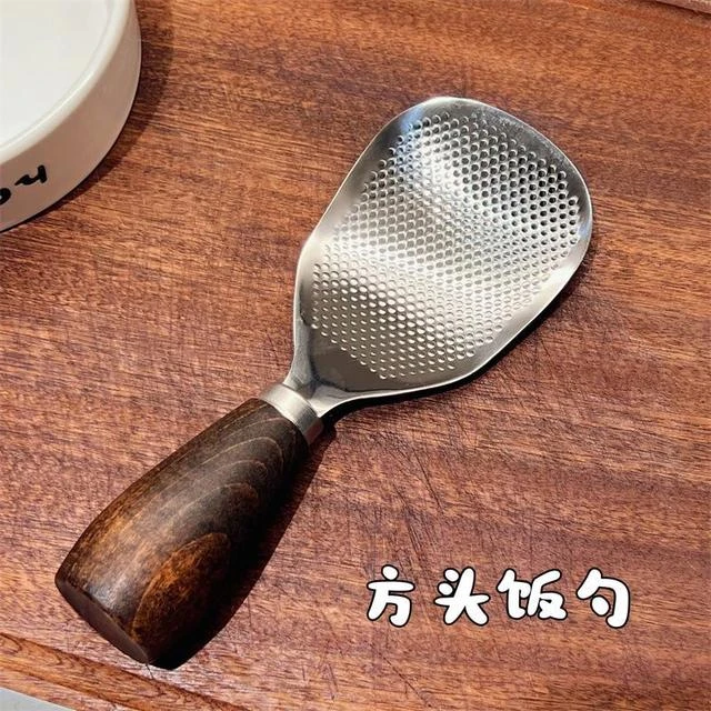 立式木柄家用勺子木柄不锈钢饭勺米饭铲子家用厨房盛饭电饭煲