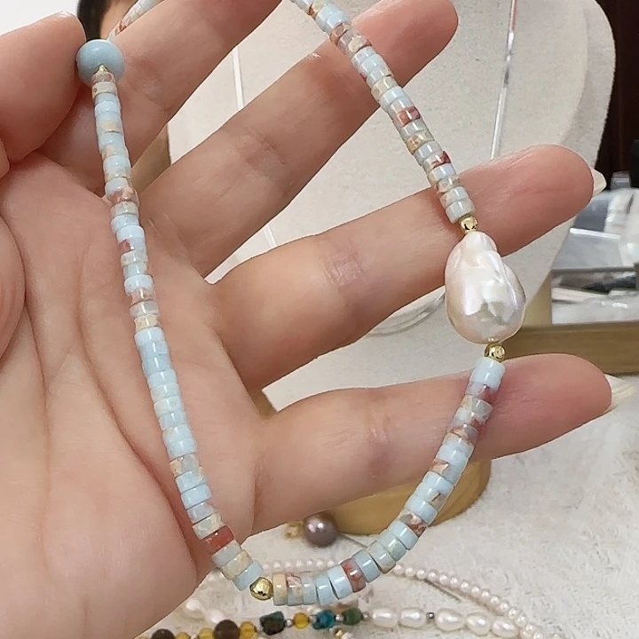 潇***潇颈饰未镶嵌淡水珍珠巴洛克设计款优惠有纹