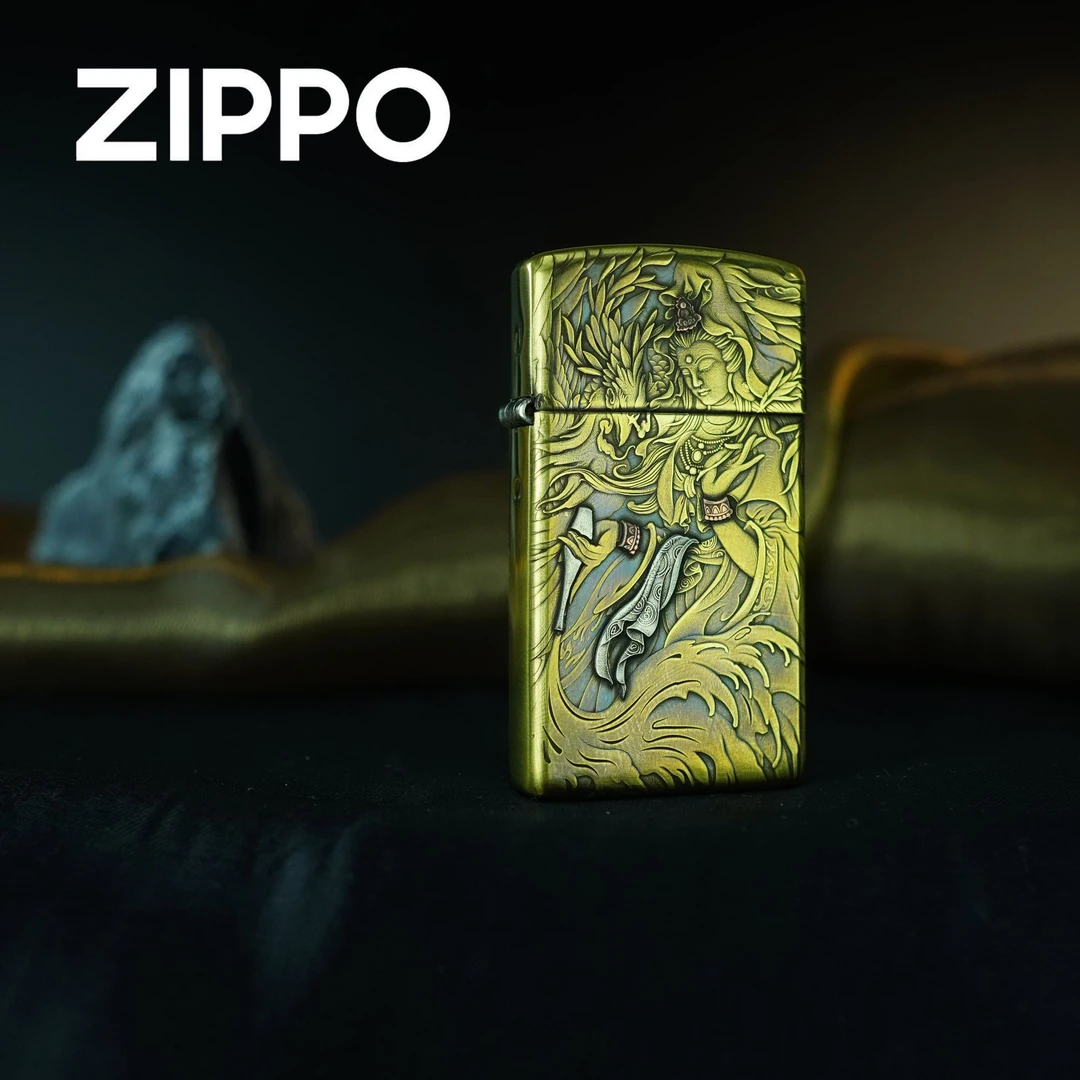 ZIPPO 打火机正品 1654B黄铜玉凤观音DY9920DK 0131