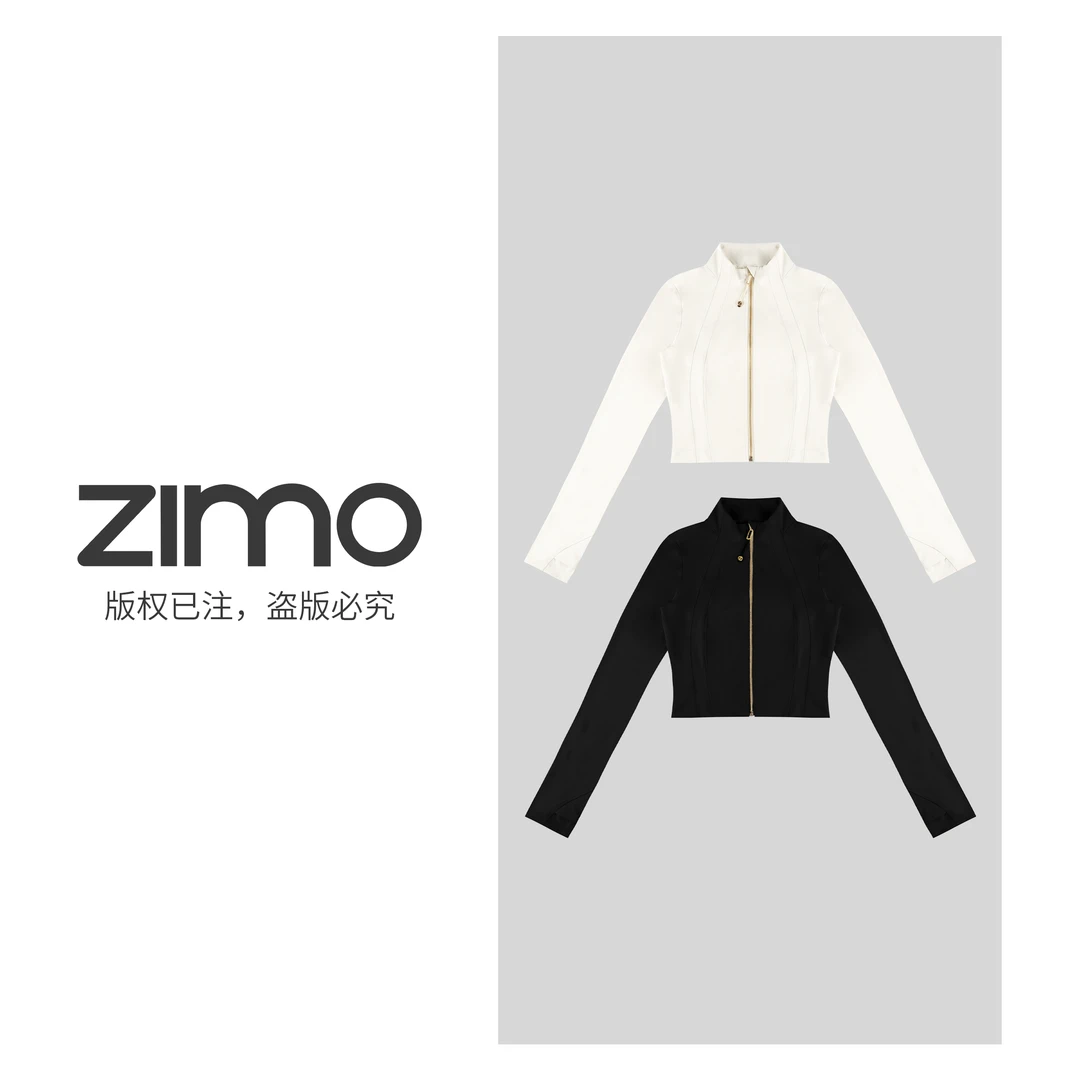 金拉链外套白蛋白+黑色102-zimo-瑜伽健身瑜伽服健服YFCX102
