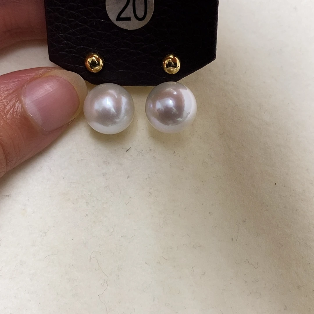 淡水珍珠银S925镀金镶嵌耳饰