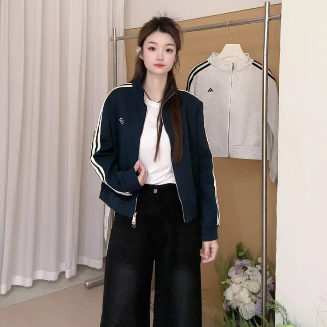 立领秋季常规款女短款纯色短外套开衫百搭潮流宽松