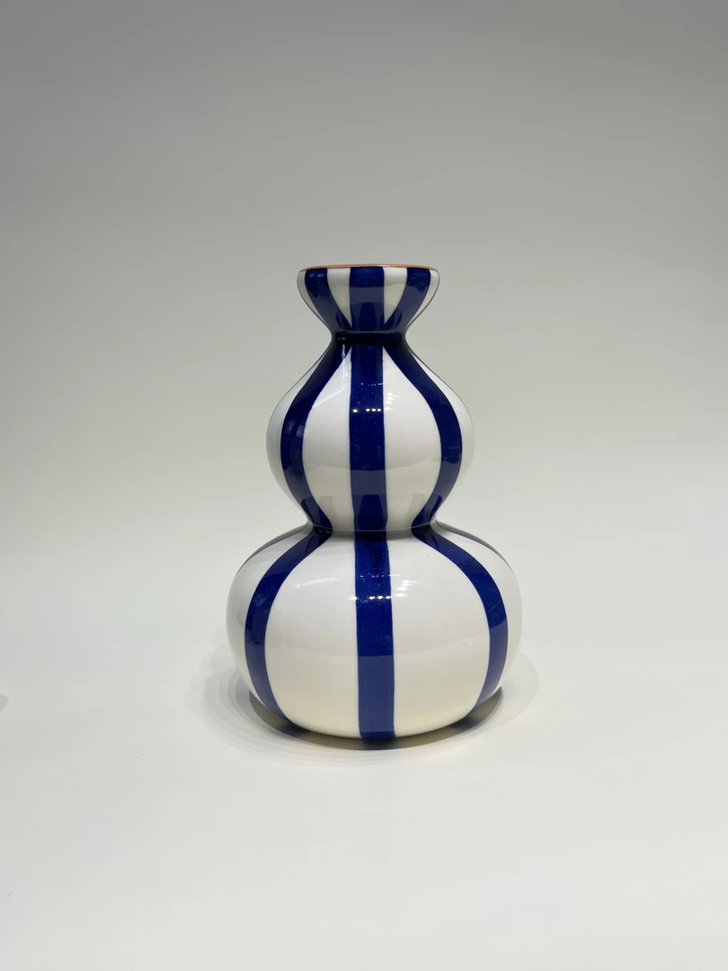 现代简约设计感高颜值竖条纹葫芦陶瓷花旗客厅餐厅床头装饰瓶子