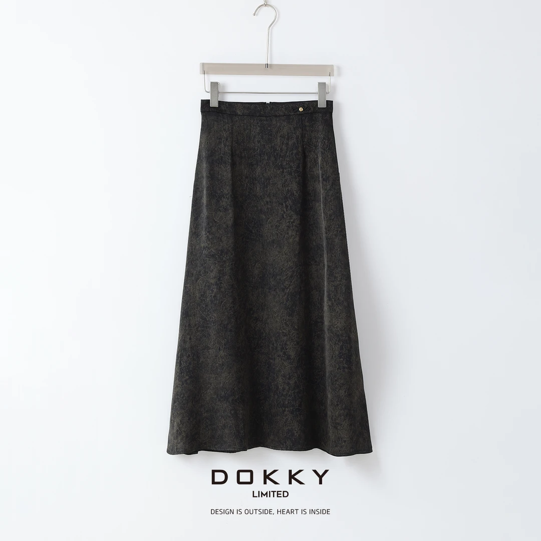 Dokky「玄金莲华.紫标」高定烫金顺垂面料.国风半身裙LB0213