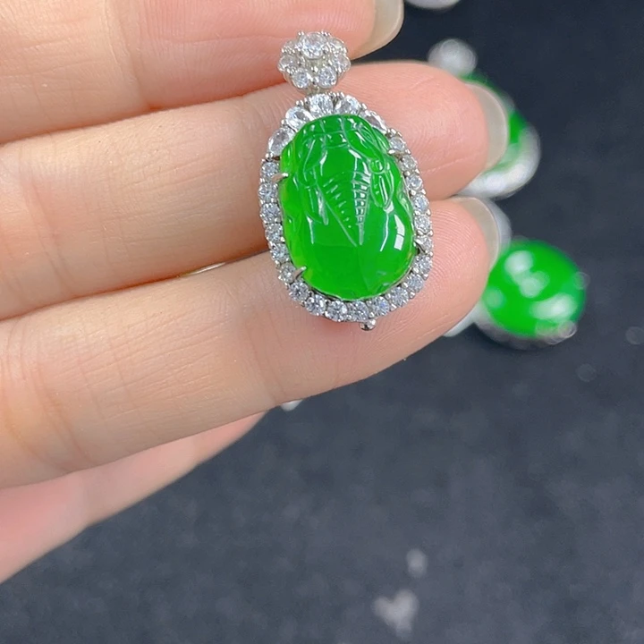 翡翠银S925镶嵌吊坠(不含链)