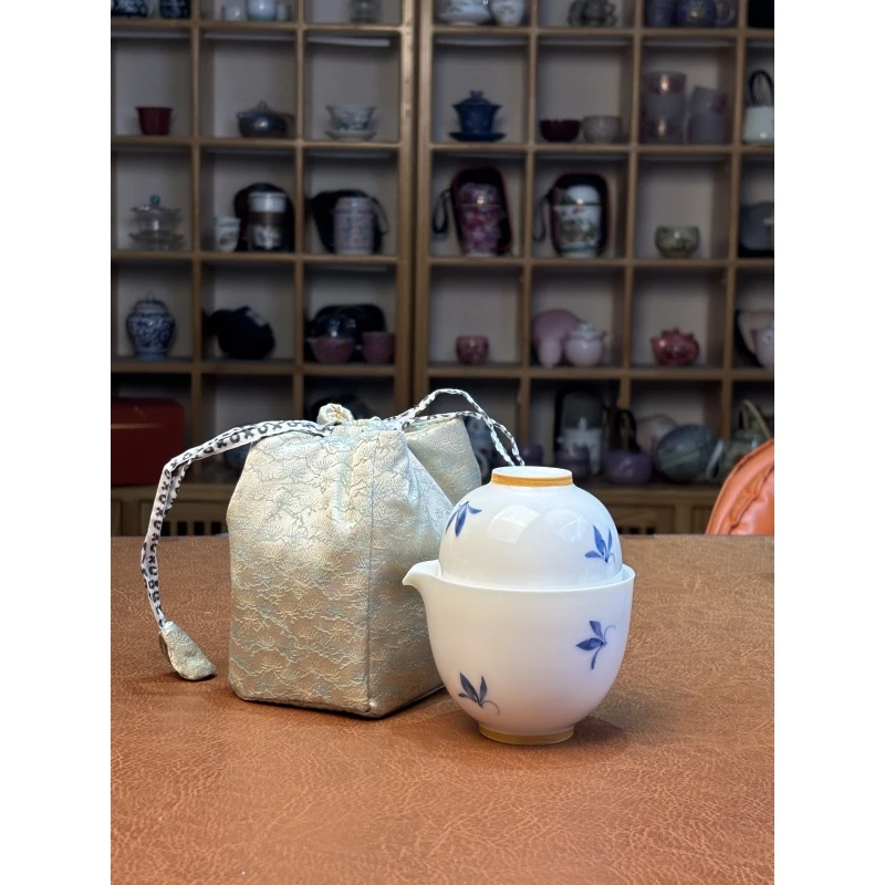 KK0758-蝴蝶兰花知己一壶两杯快客旅行茶具