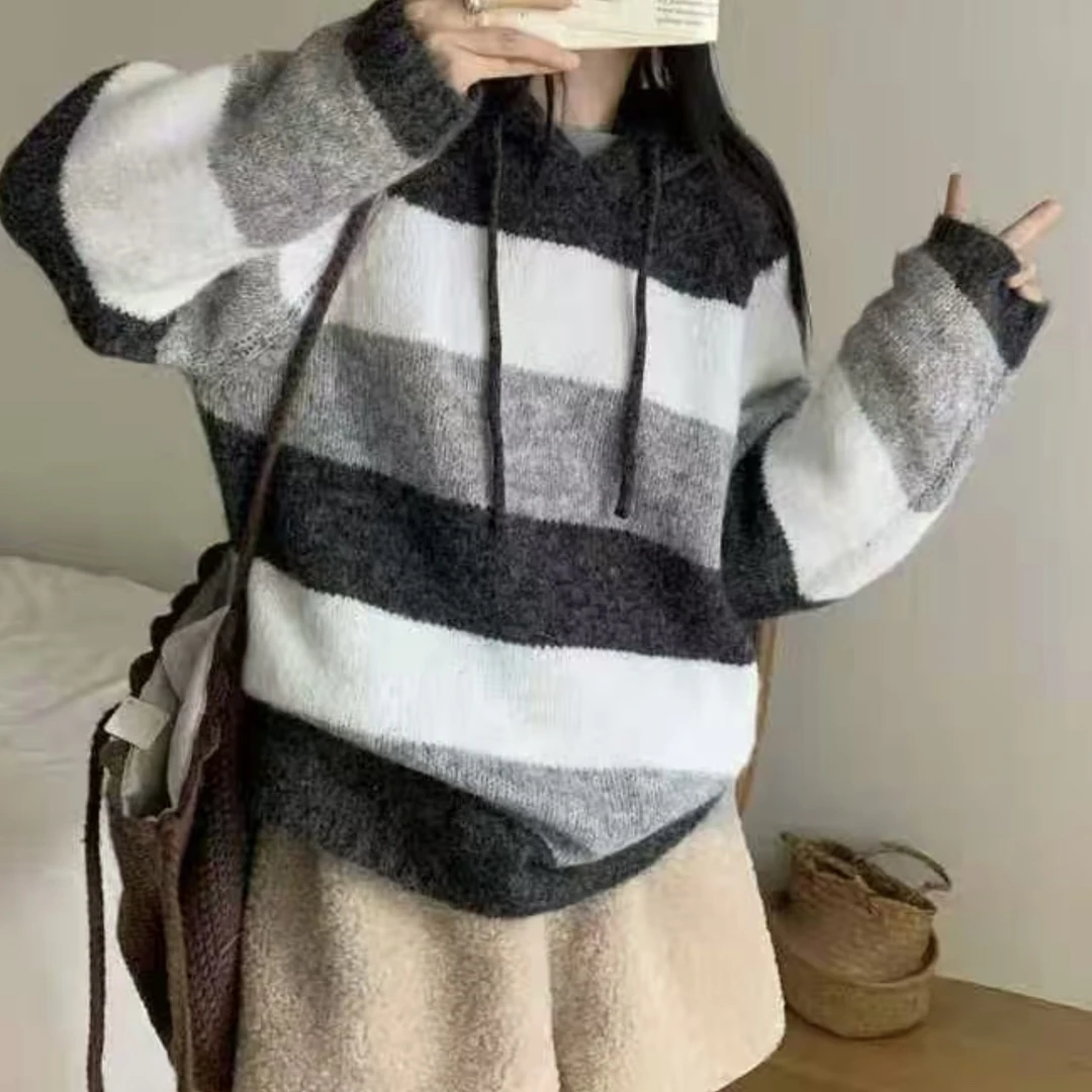 【公主屋现货】连帽条纹针织衫209