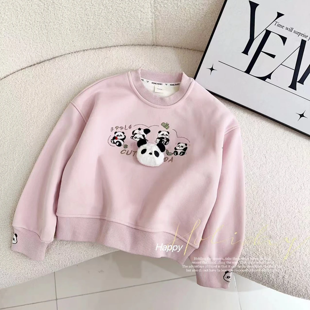 汤圆家童装2024冬季新款卡通刺绣百搭加绒卫衣 XA-533