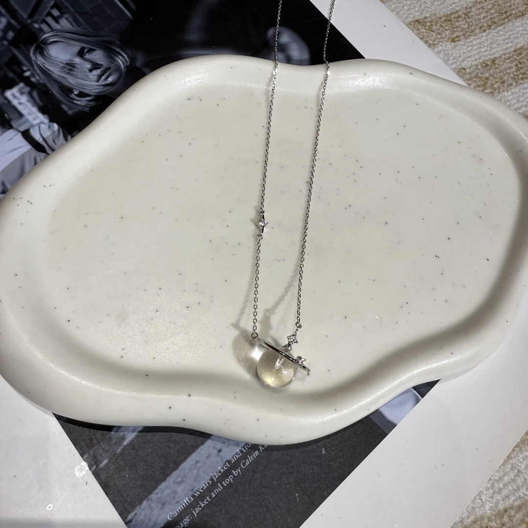 【A183】白水晶星星星球吊坠S925银可调节