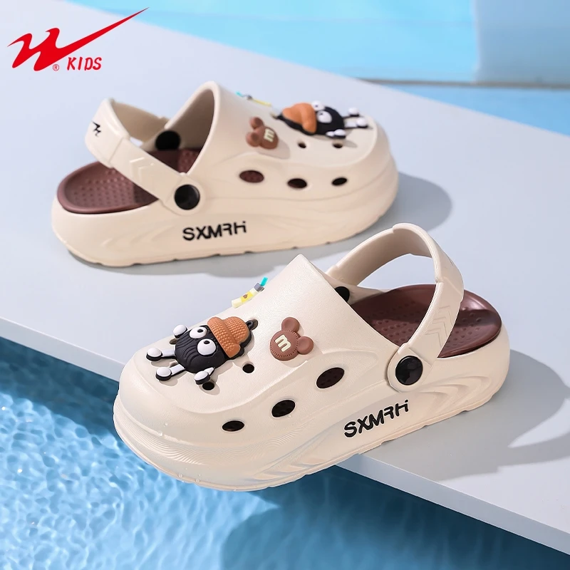 双星夏季百搭休闲室内居家凉拖女孩中大童户外沙滩鞋儿童洞洞鞋