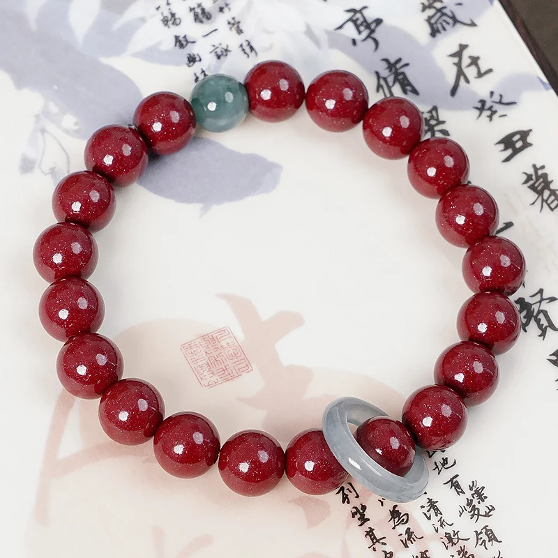 含辰砂工艺品本命年紫金砂朱砂跑环女手串手链多样性发一-8674