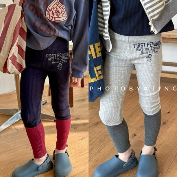 【欧巴家】DD企鹅拼色打底裤儿童打底长裤春秋款