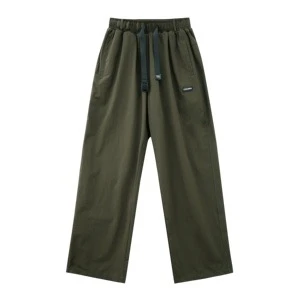 FOURSIS 25SS日系复古宽松直筒阔腿锥形尼龙腰带春秋休闲垂感长裤