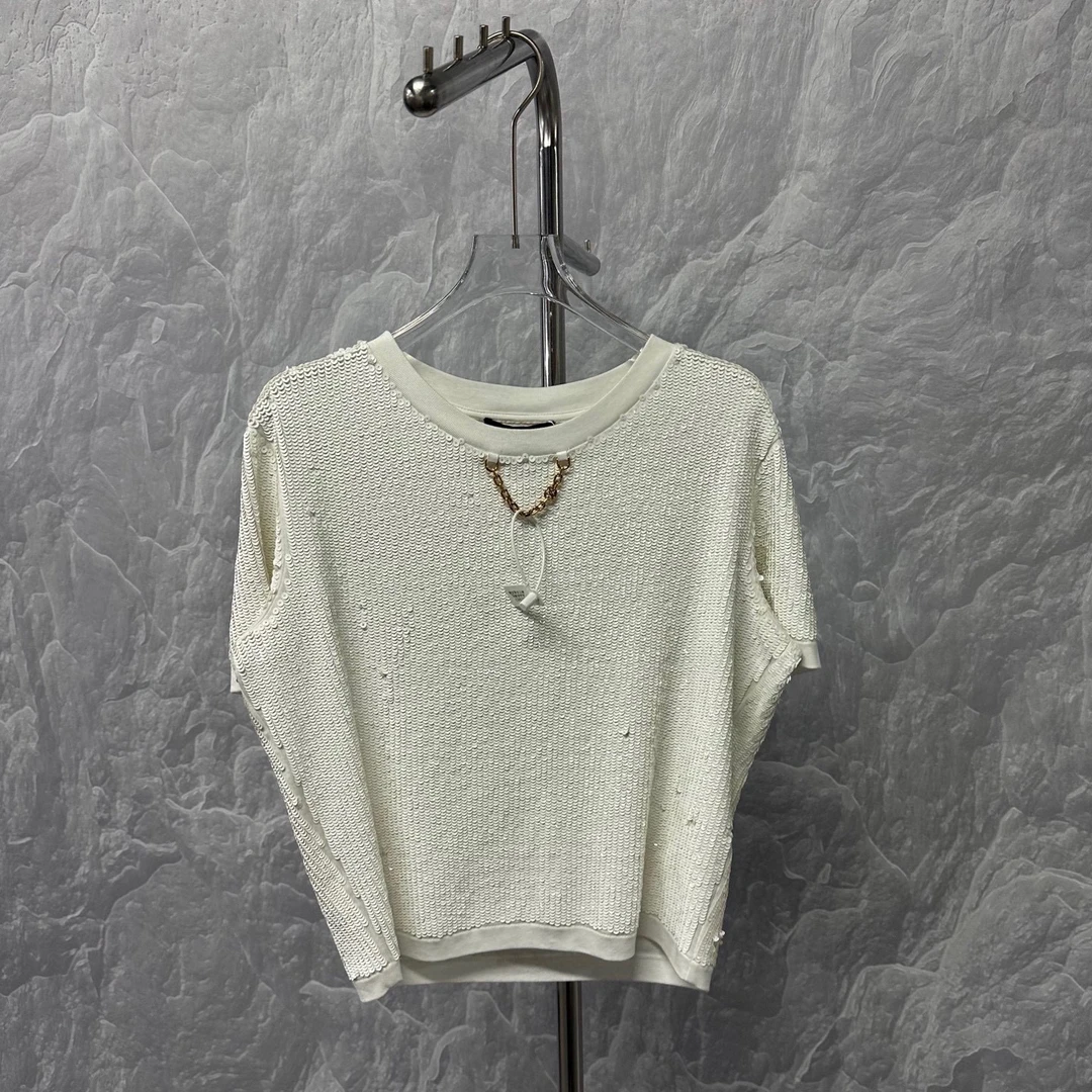 未使用 LouisVuitton/路易威登 链条亮片短袖 L码 J00863