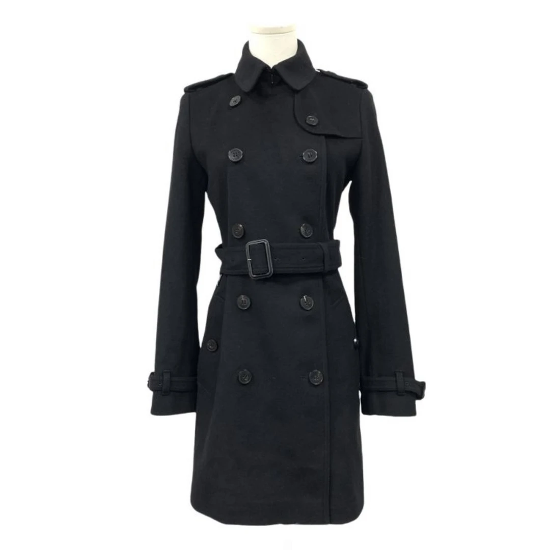 全新未使用 BURBERRY/博柏利 汤/P205437706/纯色双排扣大衣 UK8