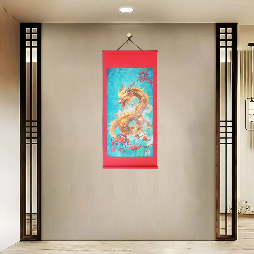 {40-136金龙}净尺寸40x85cm现代简约挂轴装饰画办公室家居装