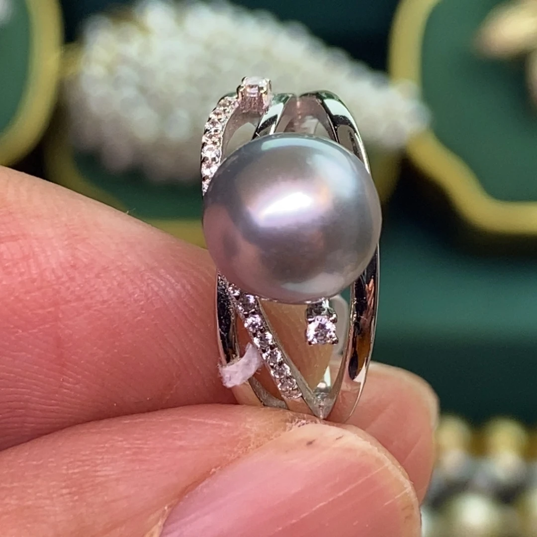 银S925镶嵌戒指海水珍珠