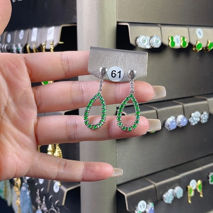 翡翠银S925镶嵌耳饰翡翠