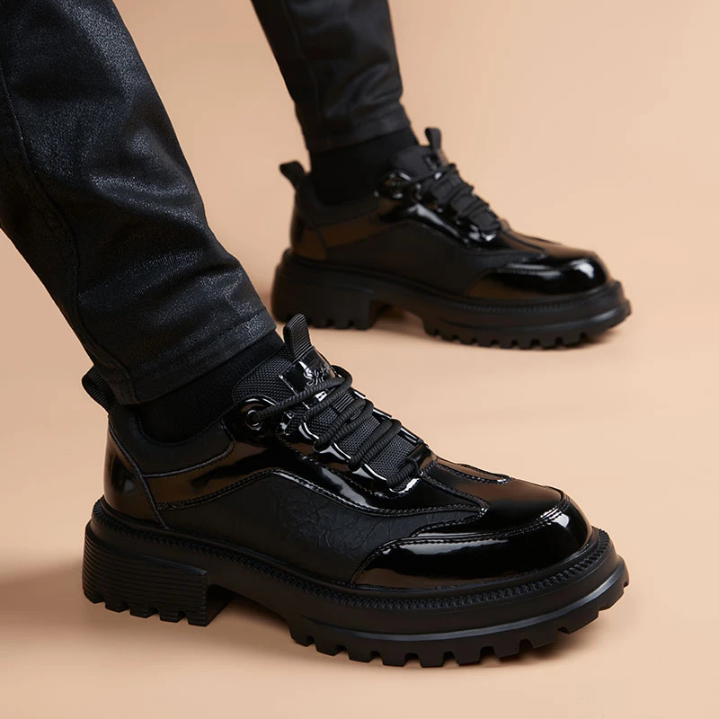 男士休闲皮鞋正装英伦风时尚轻奢黑色商务时尚百搭软底乐福男鞋