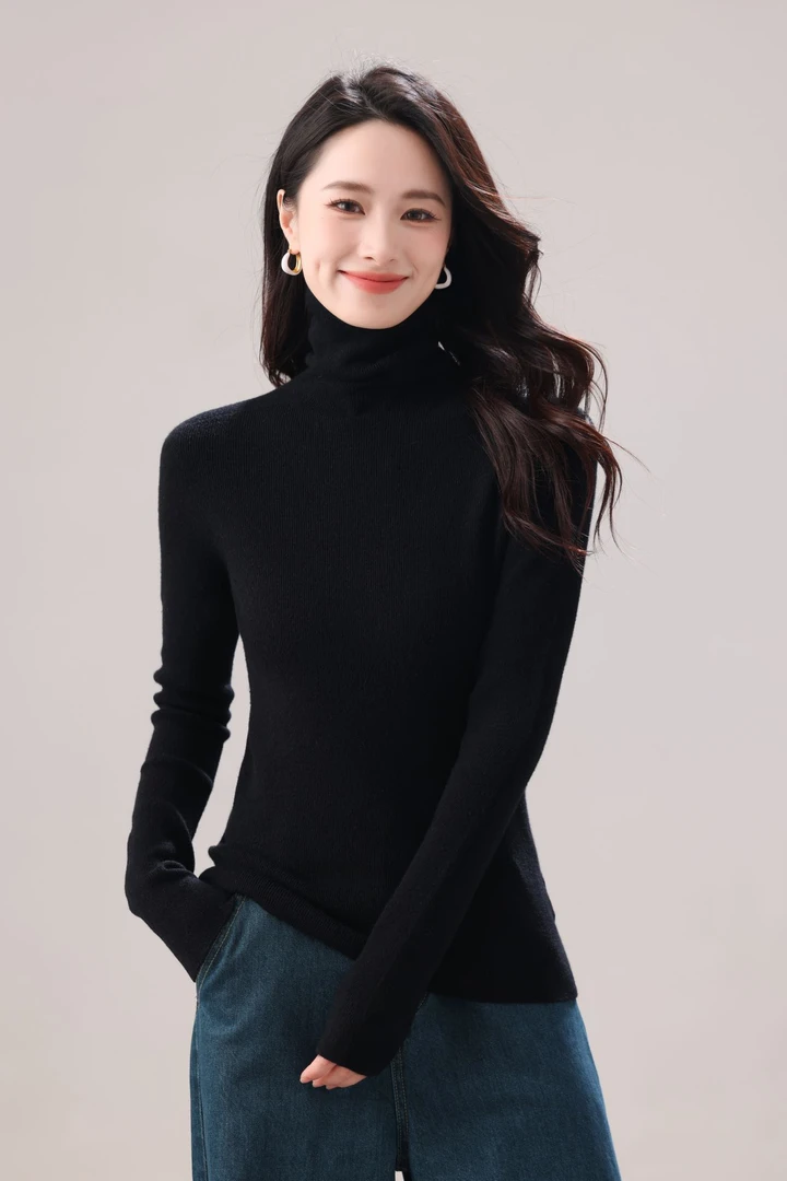 无缝纯色气质高领羊毛打底衫女秋冬修身显瘦叠穿内搭羊绒衫毛衣
