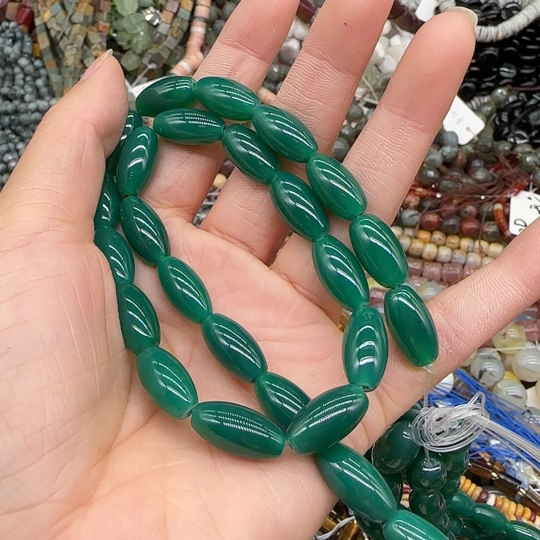 合金玛瑙/玉髓珠宝半成品绿玛瑙8-15mm一条