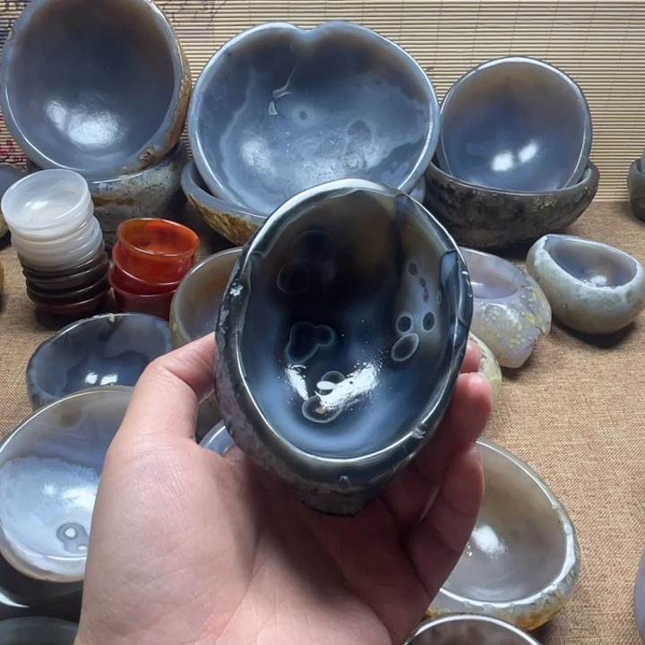 额***度有机玻璃天然玛瑙原石碗