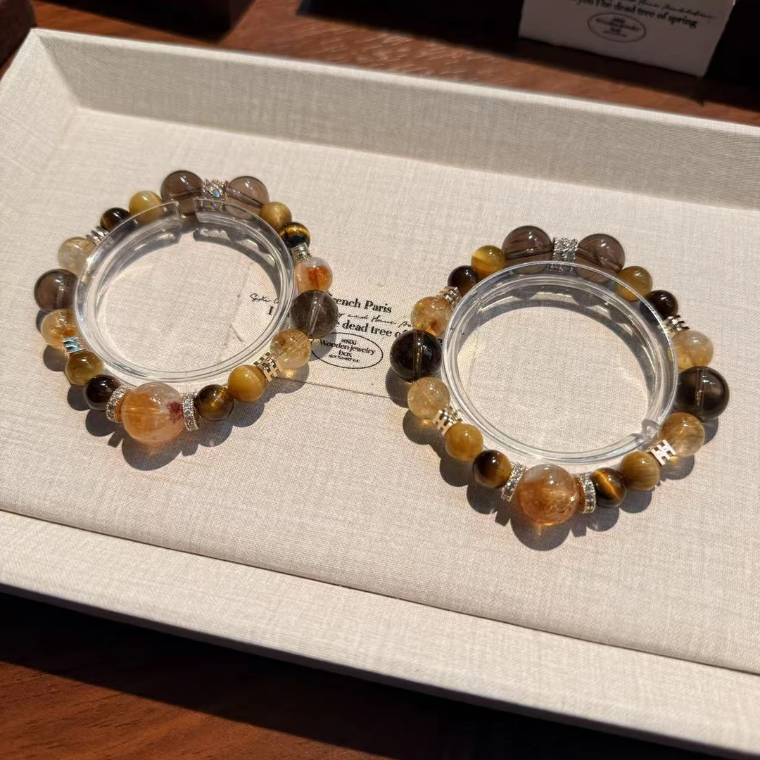 「金霸」黄塔晶黄虎眼金虎眼茶水晶手串 颜色微差多样性发其一F835