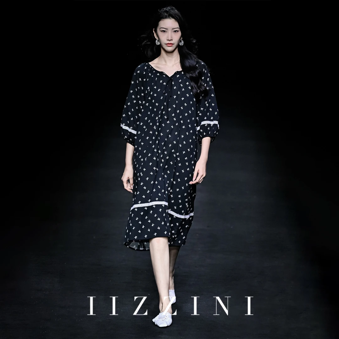 IIZZINI【秀场款】新品睡裙女春夏薄款棉质甜美幸运结奢华睡衣裙
