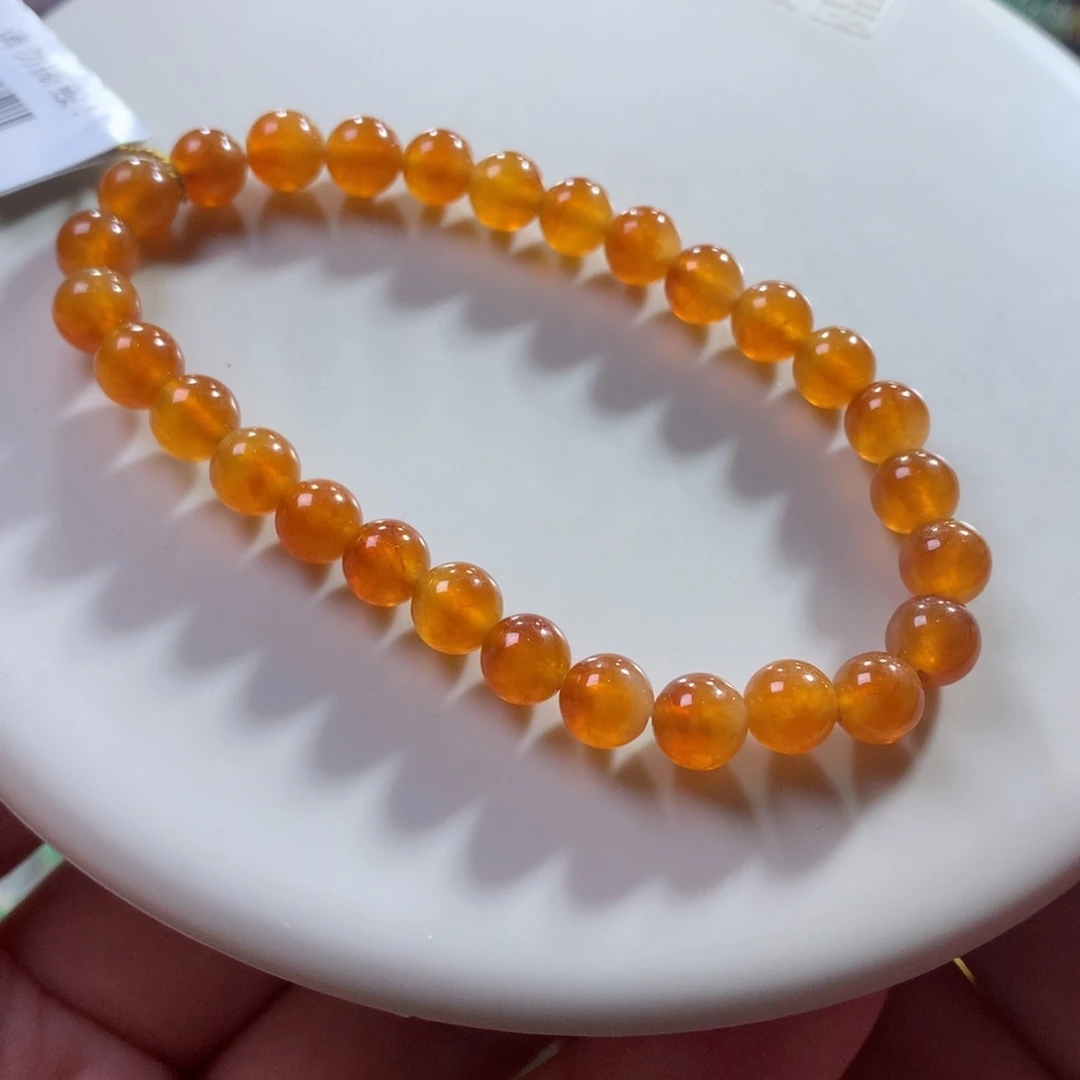 翡翠未镶嵌手链翡翠冰底浓色爱马仕橙黄卡6+