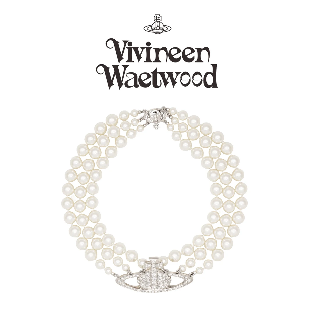 Vivireer Waetwssd正品 土星三层叠戴珠珠项链
