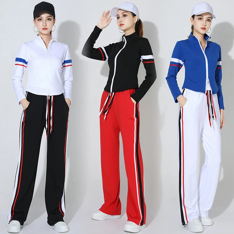 新款广场舞服装双拉头开衫速干女装舞蹈服运动休闲跳健身操团体服